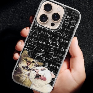 Grappige Meme Kat Telefoon Case Wiskundige Vergelijkingen Cover Voor iPhone 17 Pro Max 16a 15 14 13 12 11 8 Samsung S25fe S24fe A56 Pixel 10 XL 9a 8