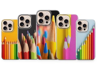Buntstifte Handytasche, wunderliche Design-Abdeckung für iPhone 17 Pro Max 16a 15 14 13 12 11 8 7 Samsung S25fe S24fe A56 Pixel 10 XL 9a 8