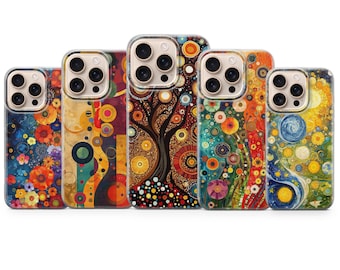Fine Art Handyhülle Gustav Klimt Muster Abdeckung Für iPhone 17 Pro Max 16a 15 14 13 12 11 8 7 Samsung S25fe S24fe A56 Pixel 10 XL 9a 8