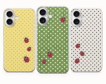 Marienkäfer Polka Dot Handy Hülle Red Bugs Cottagecore Abdeckung Für iPhone 17 Pro Max 16a 15 14 13 12 11 8 Samsung S25fe S24fe A56 Pixel 10 XL 9a 8