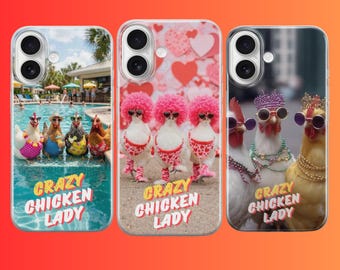 Crazy Huhn Lady Handyhülle Lustige Bauernhof Tier Cover Für iPhone 17 Pro Max 16a 15 14 13 12 11 8 Samsung S25fe S24fe A56 Pixel 10 XL 9a 8