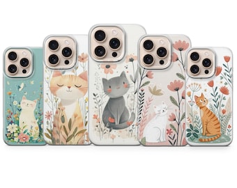 Kitten In Flowers Phone Case Funny Cat Aesthetics Cover For iPhone 17 Pro Max 16a 15 14 13 12 Samsung S26 S25fe S24fe A56 Pixel 10 XL 9a 8