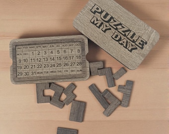 Perpetual Puzzle Calendar SVG: Laser Cut Desk Organizer (Digital Download