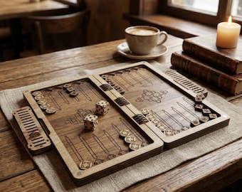 Laser Cut Backgammon Board SVG, Portable Travel Game (Digital Download)