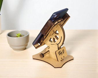 Adjustable Wooden Phone Stand SVG: Laser Cut Mechanical Desk Holder (Digital Download)