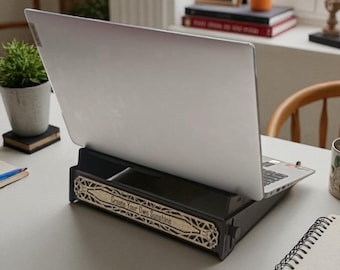 Laser Cut Folding Laptop Stand SVG: Ergonomic Design, Glowforge Ready