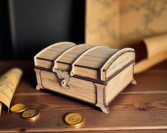 Laser Cut Treasure Chest SVG File: Fantasy Dice & Jewelry Box (Digital Download