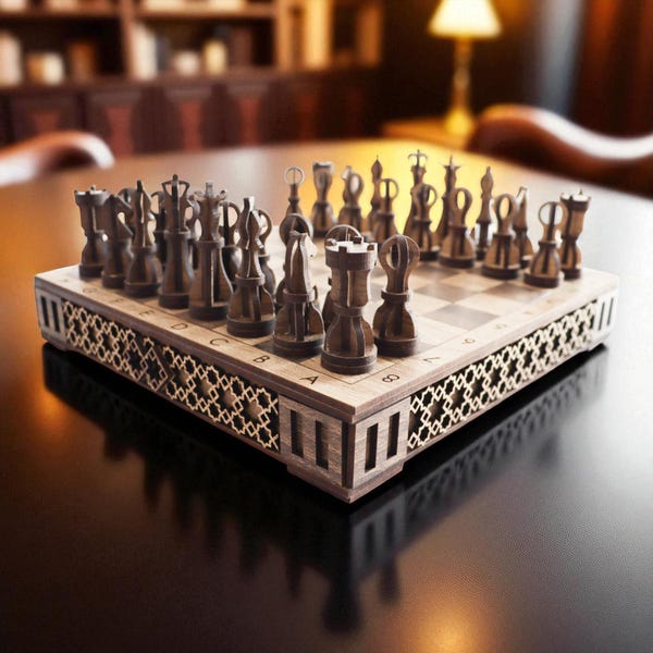 Travel Chess Set & Checkers Board SVG | Laser Cut Box Files | Board Game Storage | 3mm, 1/8 inch Plywood | Glowforge CNC Router Files