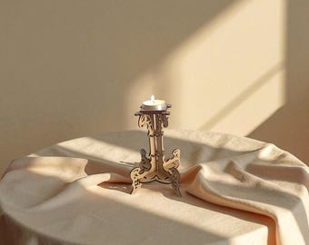 Laser Cut Tealight Holder SVG DXF AI Files: Wooden Candle Holder (Digital Download)