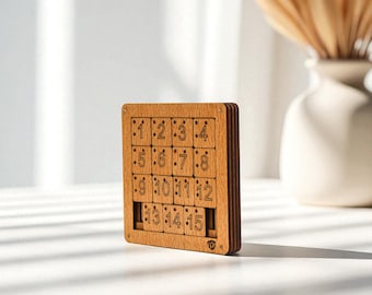 Wooden Sliding Puzzle | Taquin 15 Number Game (Laser Cut File)