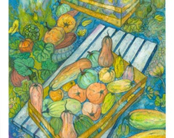 Artist Original "Kissing Cucurbits" - Handpainted Watercolor Painting