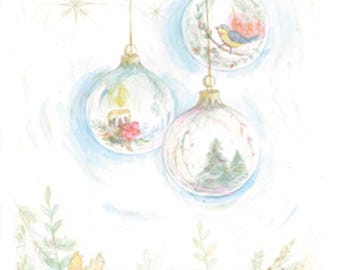 Artist Original "Holiday Under Glass" - Handpainted Watercolor Painting