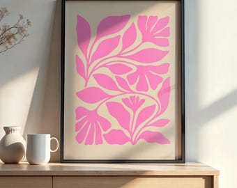 Abstract Botanical Wall Art, Moody Botanical Print, Neutral Botanical Wall Art, Wavy Floral Wall Art, Boho Wall, Flower Print, Matisse Print