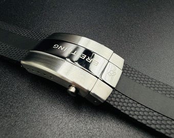 Correa de reloj Breitling de silicona negra de 24 mm FKM para Navitimer Avenger Superocean