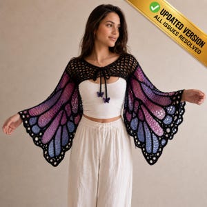 Crochet Butterfly Shrug Pattern, Butterfly Wing Shawl PDF,  Festival Outfit Crochet, Boho Shrug Pattern, Summer Crochet Top
