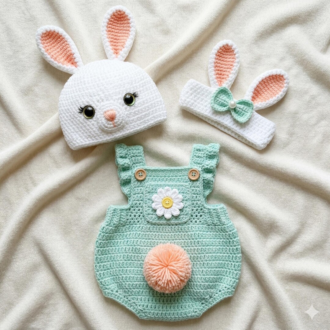 Bunny Crochet Romper Pattern Set: 12-18 Months (PDF Download) - Etsy