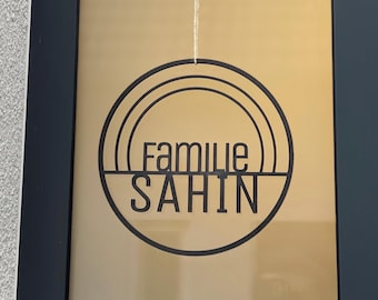 Personalized outdoor door sign - weatherproof & modern - round nameplate - Ø24cm - PETG - for front door and outdoor areas