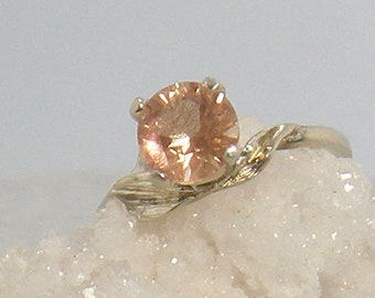 Oregon Sunstone Ring  - Steling Silver Ring - Pink Snowflake Schiller Sunstone Ring -  Pink Oregon Sunstone  -   sz 6.25 -  #24