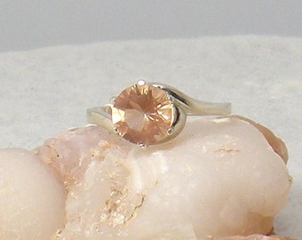 Pink Oregon Sunstone - Sterling silver Ring - Pink Sunstone Ring - Solitaire Sunstone Ring - Engagement Ring Size 7.5   #47