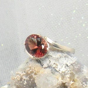 Oregon Sunstone  Ring - Red Oregon Sunstone Ring - Red Oval Sunstone Ring - Hint of Green - Engagement ring - Sterling Silver - Sz 8 - #305
