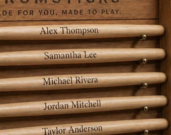 Personslised Engraved Drumsticks varying weights and sizes from top manufacturers