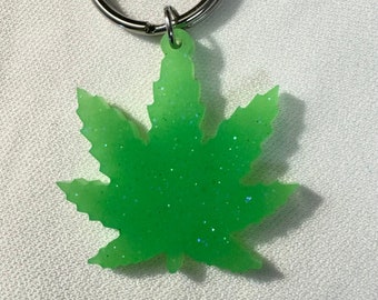 Pot leaf key ring