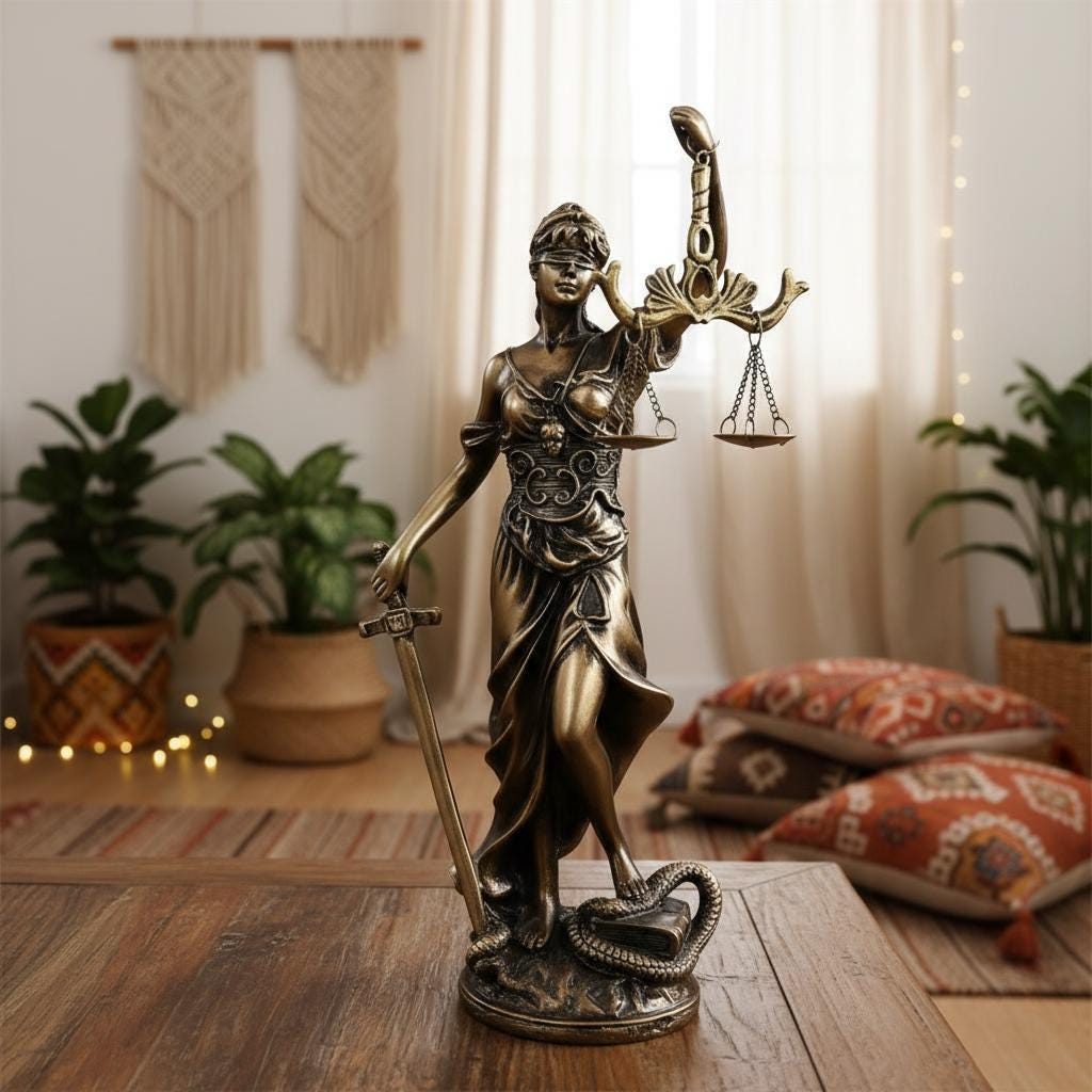 Statue - Bronze - Déesse de Justice - Bronze Antique - Résine