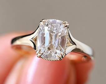 Anillo de diamantes cultivados en laboratorio con talla cojín de Old Mine, anillo inspirado en el compromiso de Taylor Swift, anillo con engaste de garras, anillo catedral de filigrana