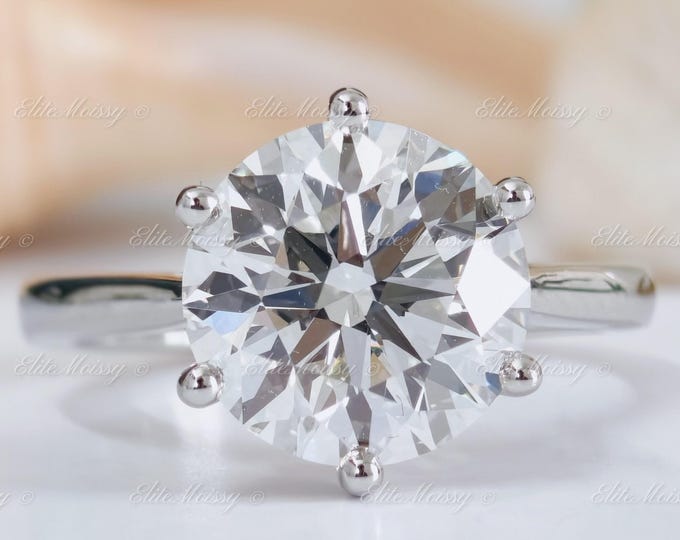 5CT Brilliant Round Cut Lab Grown Diamond Ring Solitaire Diamond Engagement Ring IGI Certified Diamond Ring 18K Gold Ring Wedding Ring
