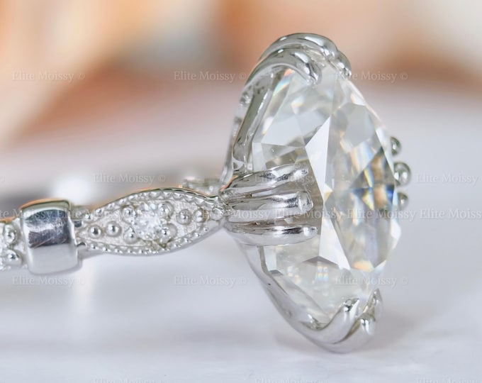 Vintage Style Dutch Marquise Cut Lab Grown Diamond Engagement Ring Art Deco Wedding Ring 14K Solid Gold Ring Propose Ring