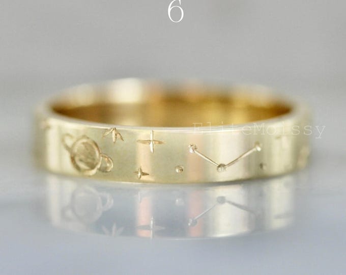 Custom Celestial Ring, Sun Moon Star Ring, Constellation Ring, Saturn Ring, Galaxy Wedding Band, Choose Your Design