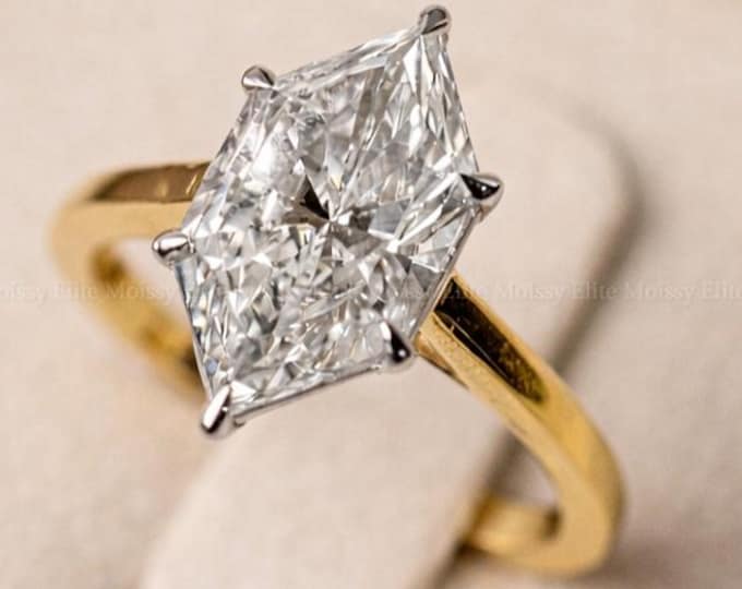3CT Dutch Marquise Cut Moissanite Engagement Ring, 14K Solid Gold Two Tone Cathedral Solitaire Ring, Proposal Ring, Anniversary Gift for Her