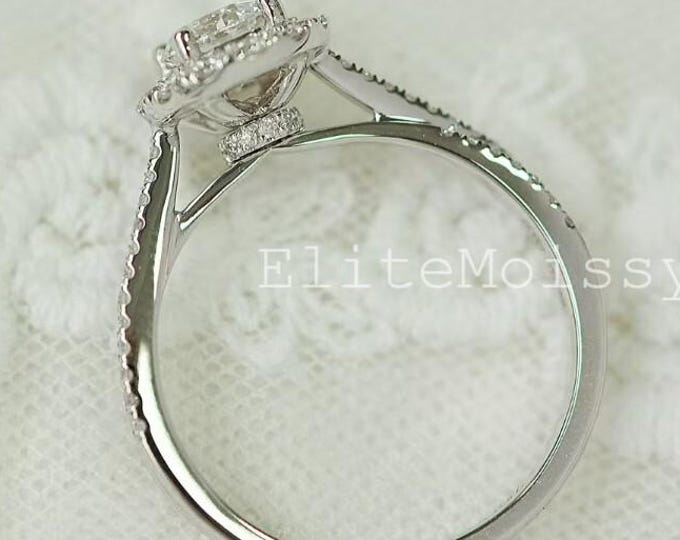 Brilliant Round Cut Lab Grown Diamond Engagement Ring Halo Pavé Cathedral Ring 14K Solid Gold Bridal Ring Classic Wedding Ring Gift for Her