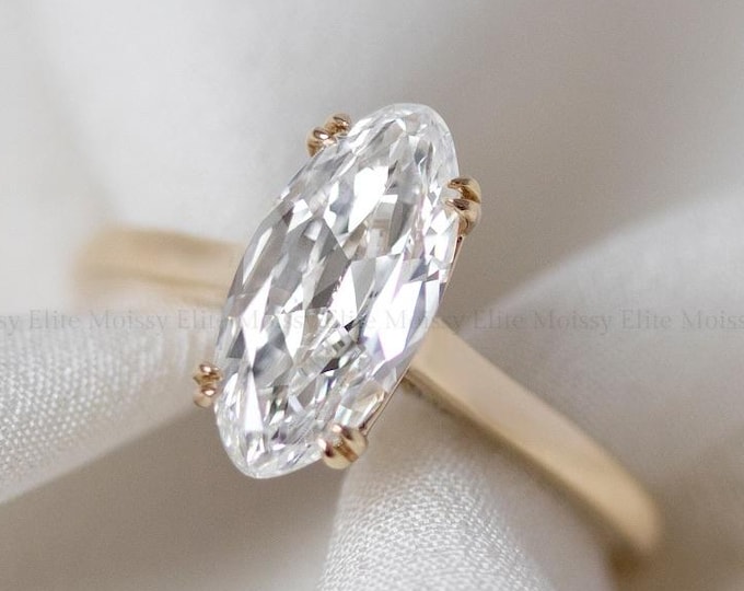 3.1CT Unique Moval Cut Engagement Ring Solitaire Diamond Ring  Double Claw Prong Set Ring 14K Solid Gold Wedding Ring IGI Certified Ring