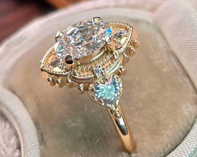 Vintage Oval Cut Lab Grown Diamond Engagement Ring Antique Floral Filigree Ring Ornate Halo Ring Edwardian Inspired Ring Unique Ring