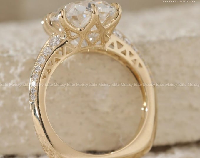 5CT Elongated Old Mine Cushion Cut Moissanite Ring Antique Cut Taylor Swift Engagement Ring Unique Euro Shank Wedding Ring 8 Prong Ring
