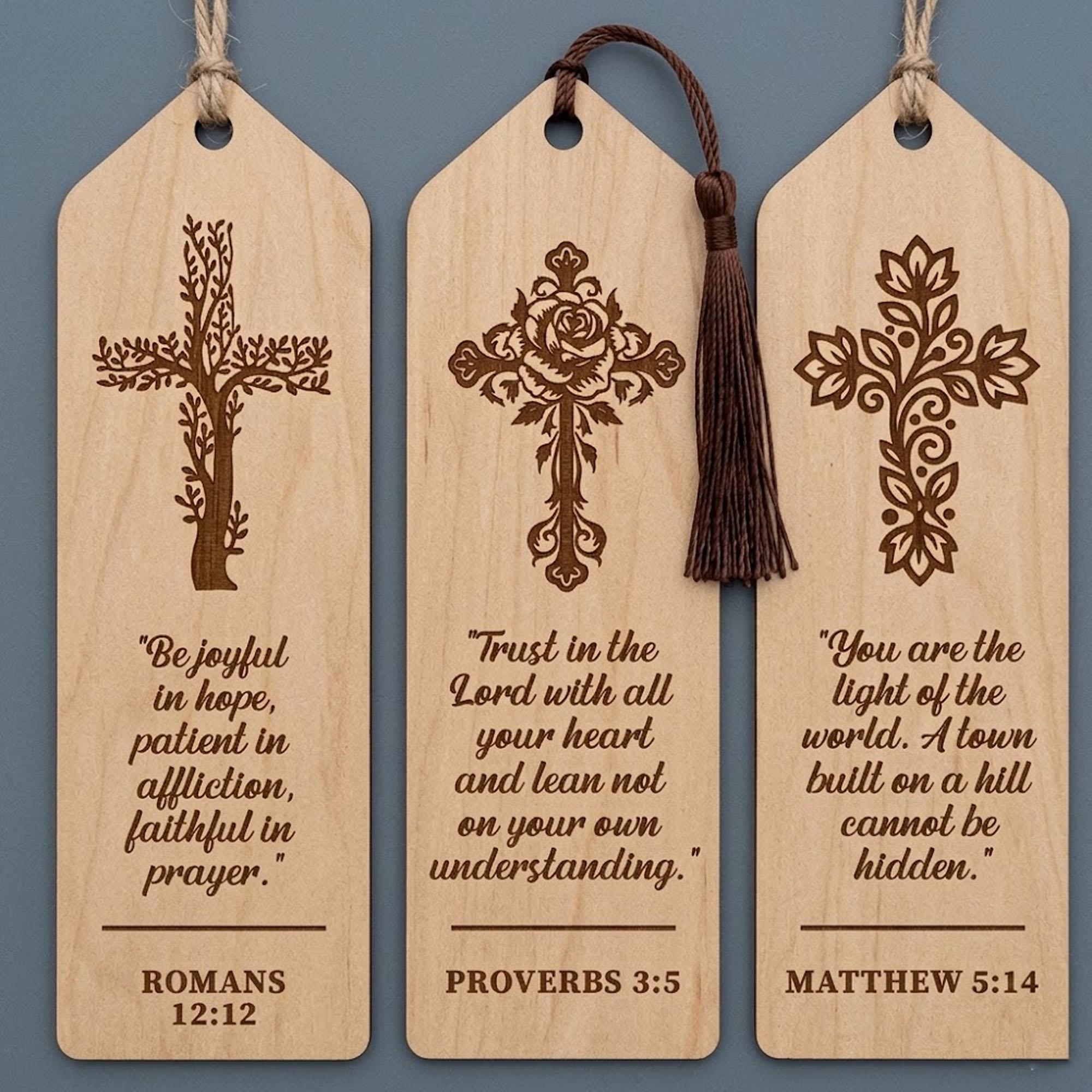 Floral Bookmarks Laser Cut, Laser Cut Wooden Bookmark File, Christian ...