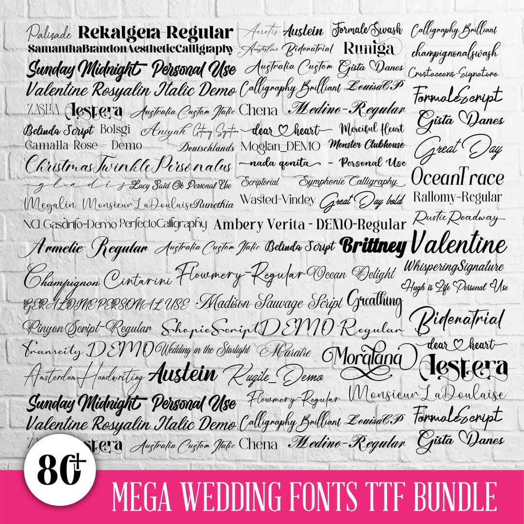 Wedding Font Bundle, Calligraphy Script Fonts, Handwritten Cursive Font ...