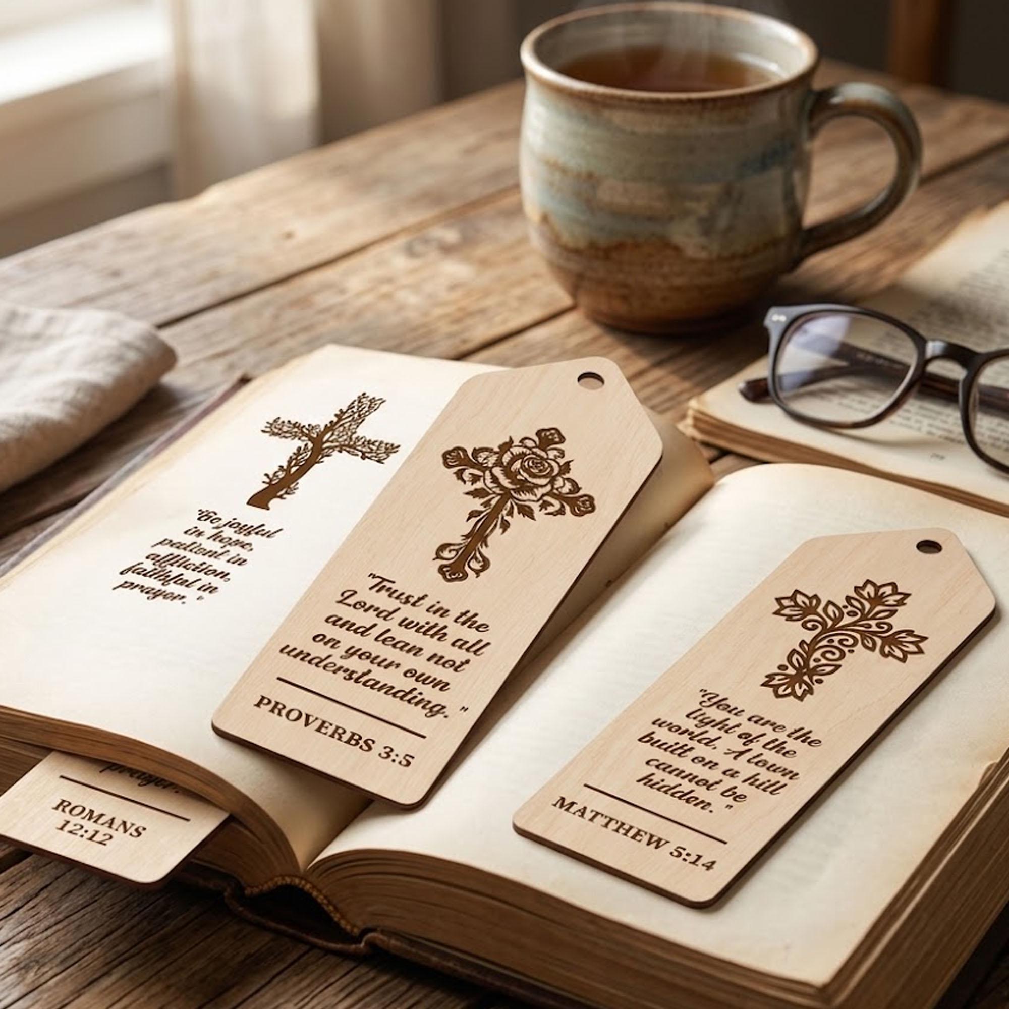 Floral Bookmarks Laser Cut, Laser Cut Wooden Bookmark File, Christian ...