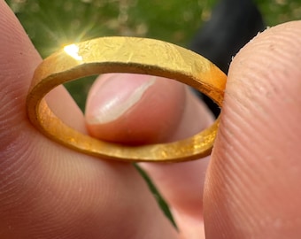 Hand-Forged 24K Gold Ring – Minimalist Solid Gold Band Made from 5 Gram Bar