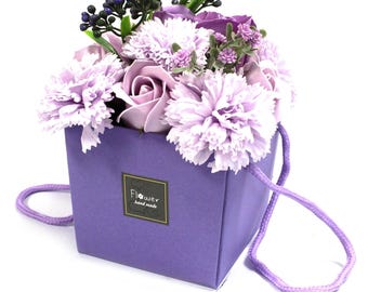 Seifenblumenstrauß - Lavendel Rose & Nelke