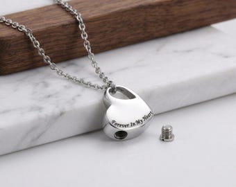 Naszyjnik z urną w kształcie serca na prochy | Biżuteria pamiątkowa z aniołkiem po poronieniu | Srebrny wisiorek na pamiątkę kremacji | Prezent kondolencyjny po stracie zwierzaka