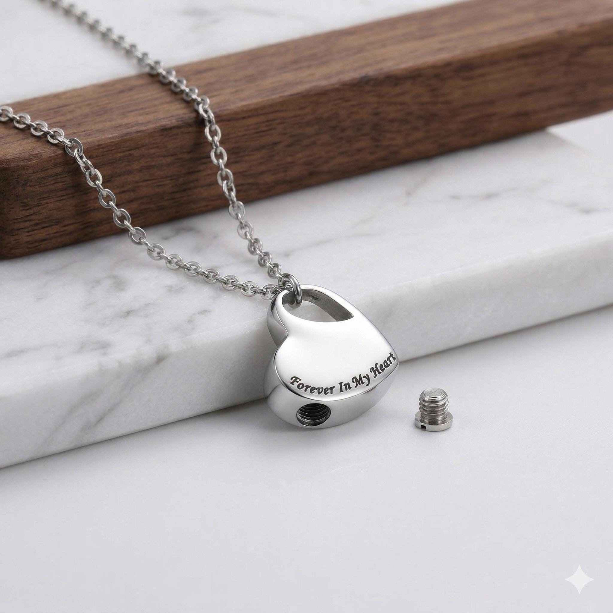 Bracciale Con Ciondolo A Cuore Porta Ceneri - Ricordo D'Amore In Acciaio Inox 316L, Catena Serpente, Regalo Personalizzato Per Donna O Uomo - 3