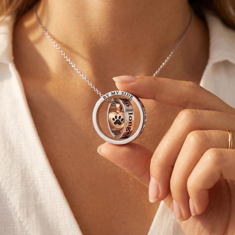 Pet Urn Necklace for Ashes | Paw Print Cremation Jewelry | Dog Cat ...