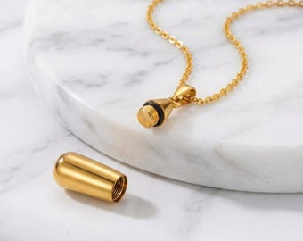 Złoty wisiorek w kształcie łezki do kremacji | Pamiątkowa biżuteria ze stali nierdzewnej | Pojemnik na prochy kobiet | Prezent na kondolencje | Utrata bliskiej osoby