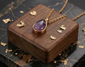 Naszyjnik z urny w kształcie łezki z naturalnego kamienia na prochy | Biżuteria kremacyjna z kryształu leczniczego | Pamiątka po ludzkim zwierzęciu | Prezent na żałobę