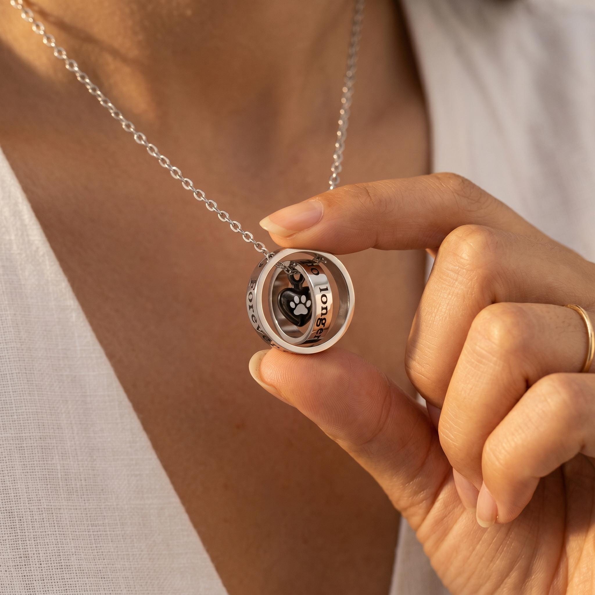 Pet Urn Necklace for Ashes | Paw Print Cremation Jewelry | Dog Cat ...
