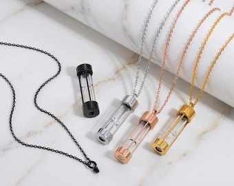 Wisiorek kremacyjny w kształcie klepsydry | Pamiątkowa biżuteria ze stali nierdzewnej | Medalion na prochy | Prezent kondolencyjny | Utrata bliskiej osoby