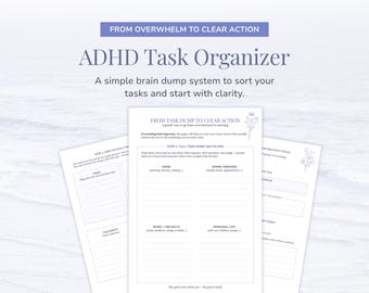 Organizzatore di attività stampabile per ADHD, foglio per svuotare la mente, supporto per disfunzioni esecutive (PDF compilabile)