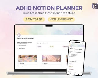 Modello per la gestione dell'ADHD, gestore di attività minimalista, organizzatore della vita, svuotamento delle idee e sistema di liste di cose da fare